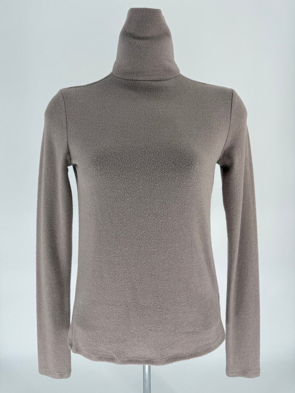 Express XS Taupe Plush Turtleneck Sweater Knit Top Soft Stretch Long Sleeve